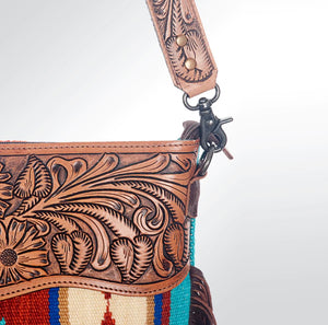 Burgundy Saddle Blanket Tooled Bag