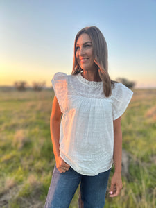 Amarie White Ruffle Top