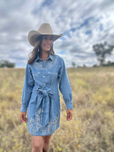 Denay Denim Embroidered Dress