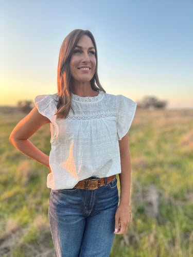 Amarie White Ruffle Top