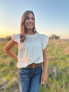 Amarie White Ruffle Top