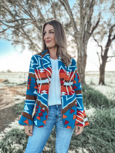 Kassie Aztec Lapel Bell Sleeve Jacket