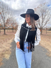 Suede Fringe Black Vest