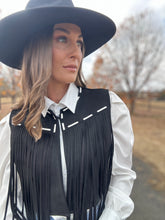 Suede Fringe Black Vest