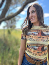 Cattle Call Mesh Print Top