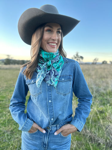 Blue & Green Paisley Wild Rag