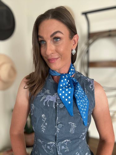 Blue Paisley Polka Dot Twilly