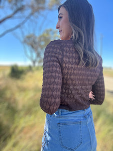 Alphie Brown Mesh Top