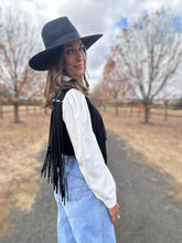 Suede Fringe Black Vest