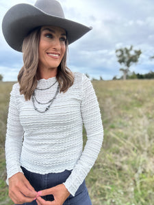 Charlee White Textured Top