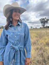 Denay Denim Embroidered Dress