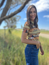 Cattle Call Mesh Print Top