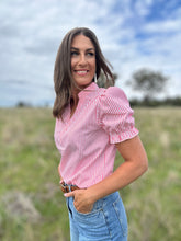 Bryleigh Coral Stripe Top