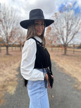 Suede Fringe Black Vest