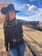 Suede Fringe Black Vest