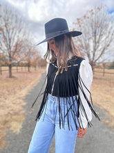 Suede Fringe Black Vest