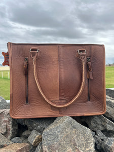 Tooled Cowhide Briefcase Handbag