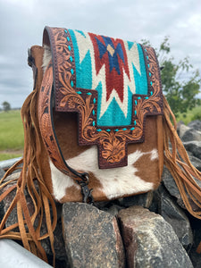 Cowhide Saddle Blanket Crossbody Bag