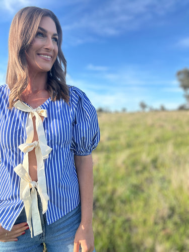 Rachael Stripe Bow Top