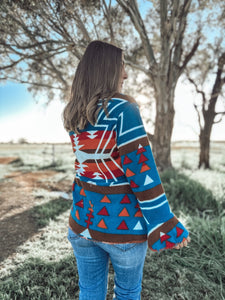 Kassie Aztec Lapel Bell Sleeve Jacket