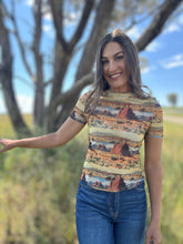 Cattle Call Mesh Print Top