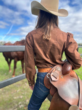 Buckstitch Brown Denim Top