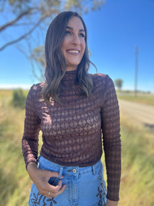 Alphie Brown Mesh Top