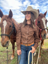 Buckstitch Brown Denim Top