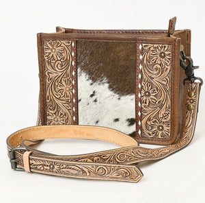 Cowhide Tooled Leather Crossbody Bag