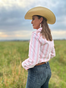 Evie Pink Stripe Pearl Snap Shirt