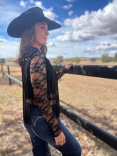 Suede Fringe Black Vest