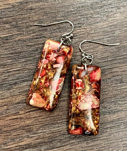 Pink Marble Rectangle Earring