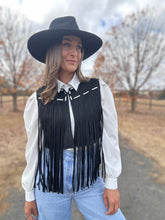 Suede Fringe Black Vest