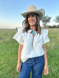 Bailey White Ruffle Top