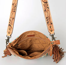 Teal Tooled Aztec Saddle Blanket Bag