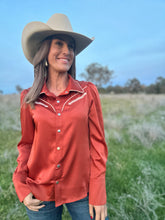 Eryn Rust Satin Top