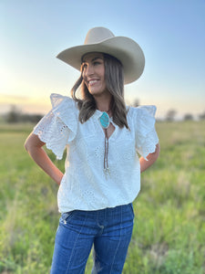Bailey White Ruffle Top