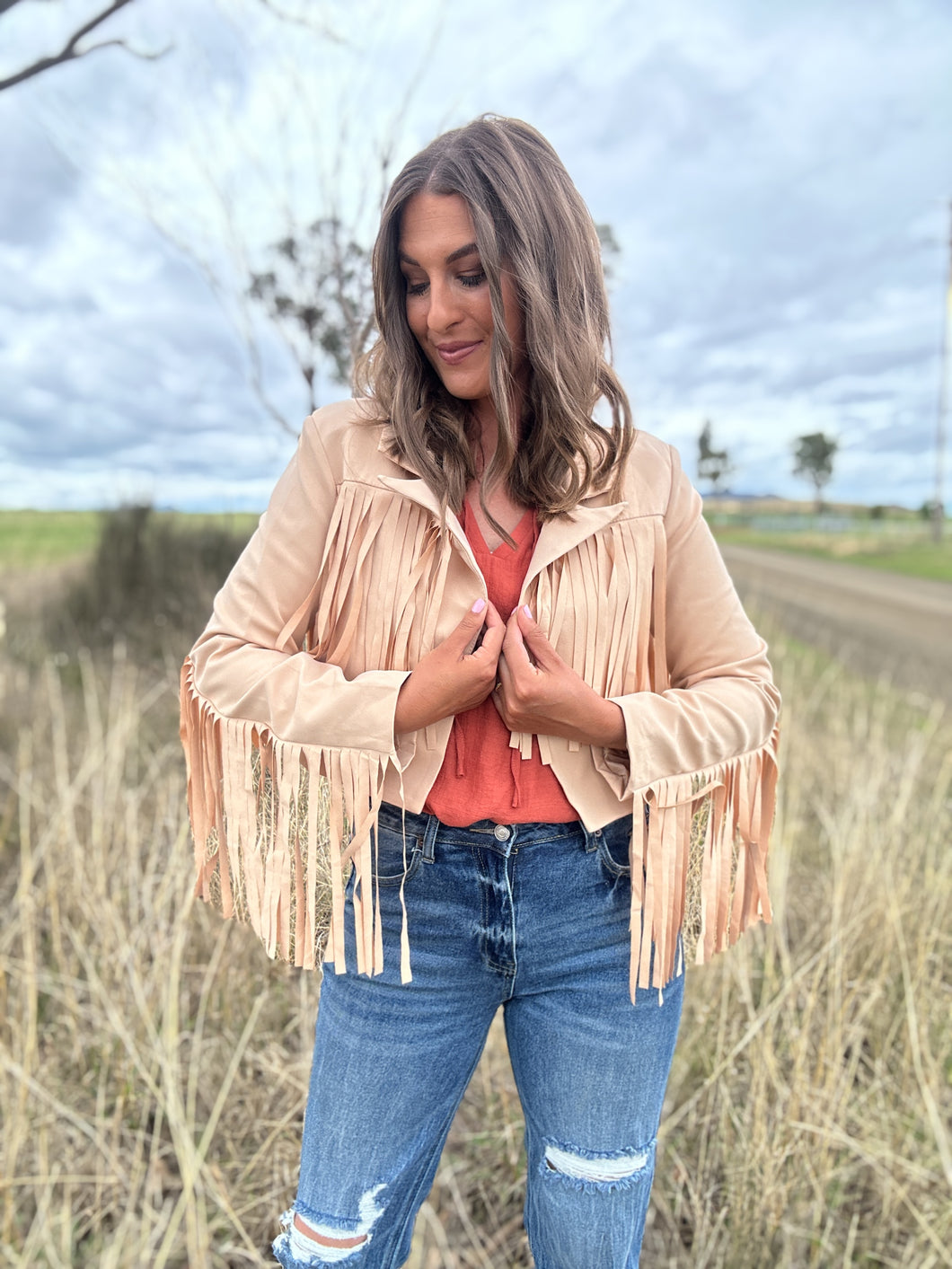 Serida Apricot Fringe Jacket