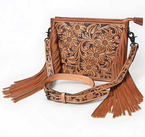 Tooled Fringe Crossbody Bag