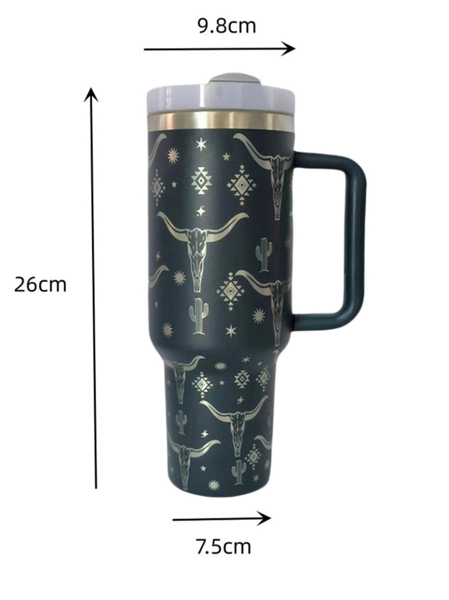 Charcoal Longhorn Tumbler – Wild Rose Country