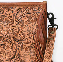 Floral Tooled Fringe Crossbody Bag