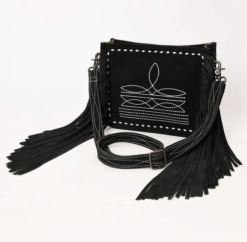 Boot Stitch Crossbody Bag Black