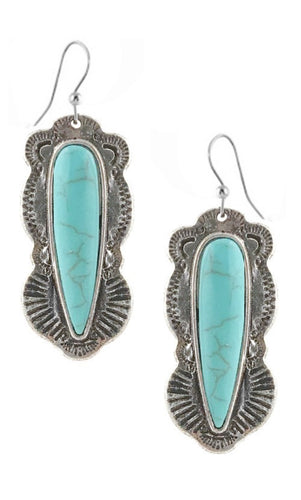 Turquoise Silver Fish Hook Earrings