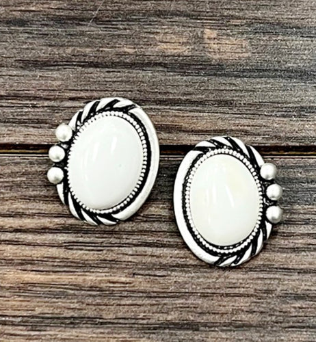 White Stone Stud Earring