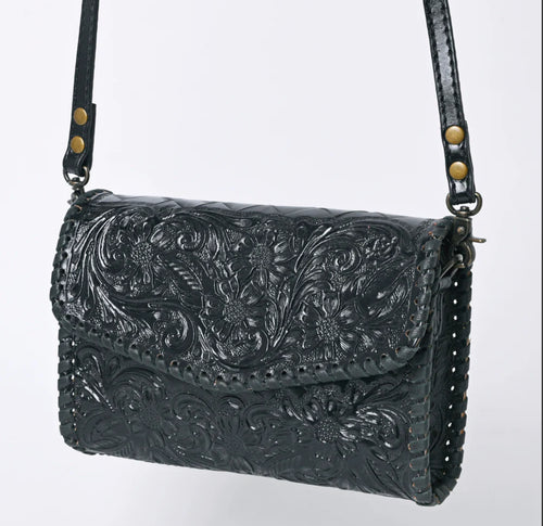 BlackBuckstitch Tooled Crossbody Bag
