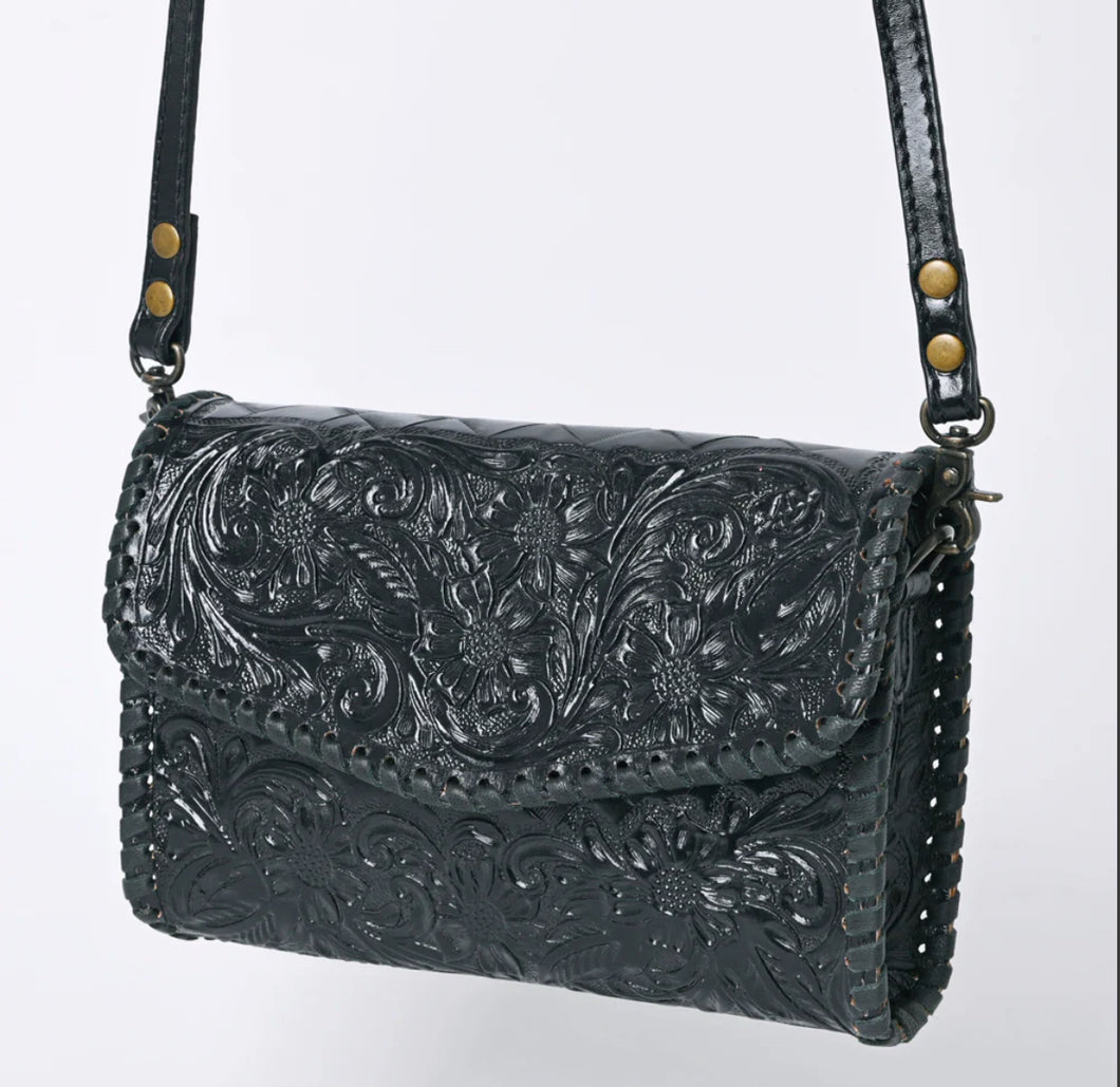 BlackBuckstitch Tooled Crossbody Bag