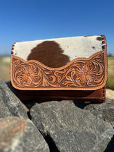Cowhide Tooled Crossbody Bag
