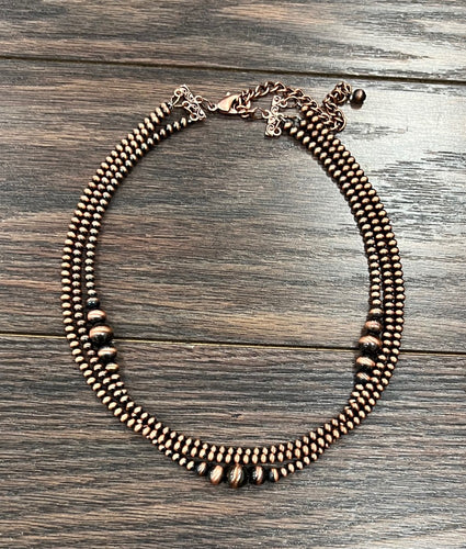 Copper Three Strand Navajo Pearl Necklace