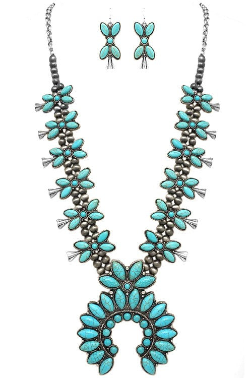 Turquoise Squash Blossom Necklace Set