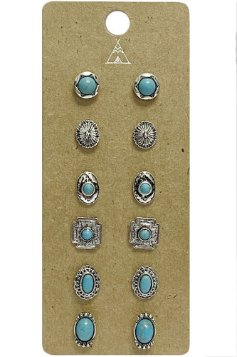 Concho Six Set Stud Earrings